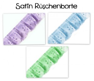 Satin Rüschenborte Breite 25 mm - flieder hellblau mint